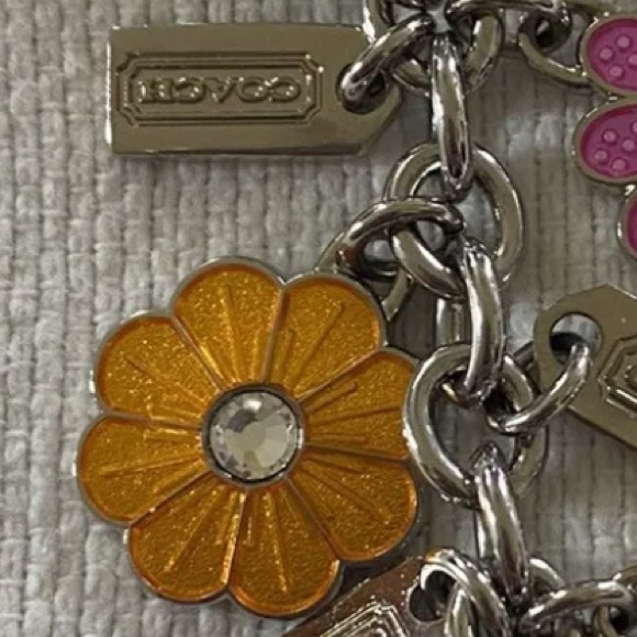 EUC Coach Spring Floral Butterfly Keychain Fob Bag Charm - Picture 4 of 9